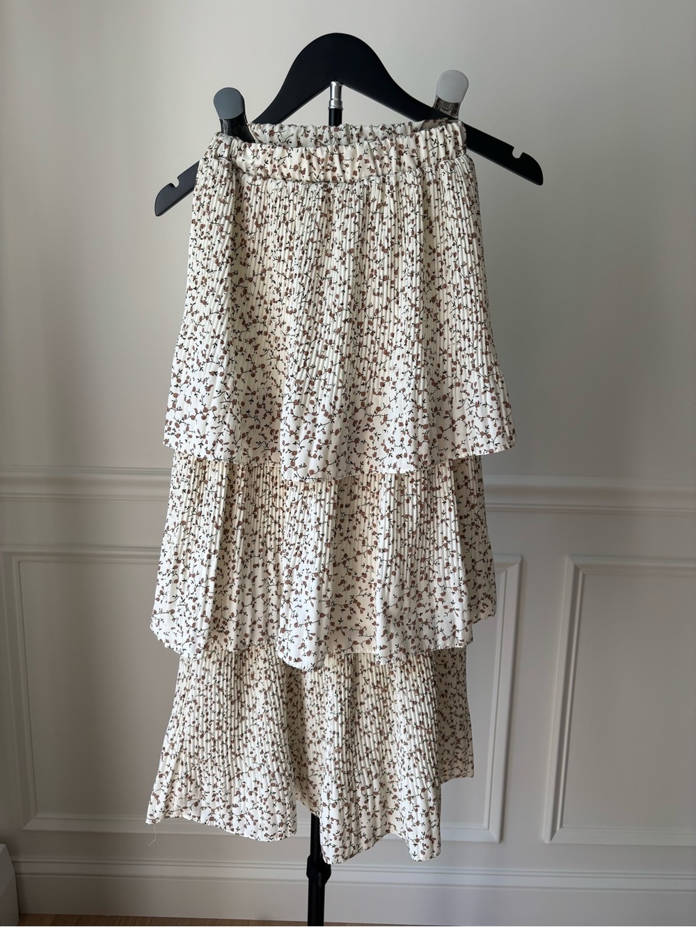 Princess Polly Cream Floral Tiered Maxi Skirt